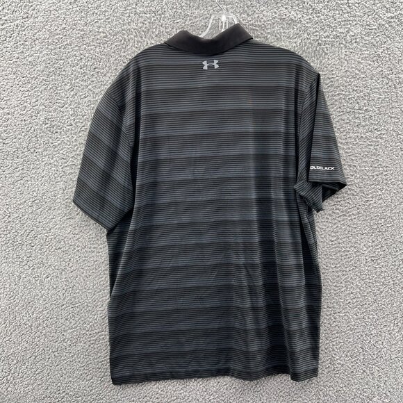 Under Armour Coldblack Golf Polo Mens XL Black Striped Short Sleeve Pullover - Picture 2 of 8